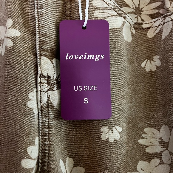 Loving/women’s NWT Floral High Rise Barrel Denim Jeans - Tan Size S - Picture 7 of 13